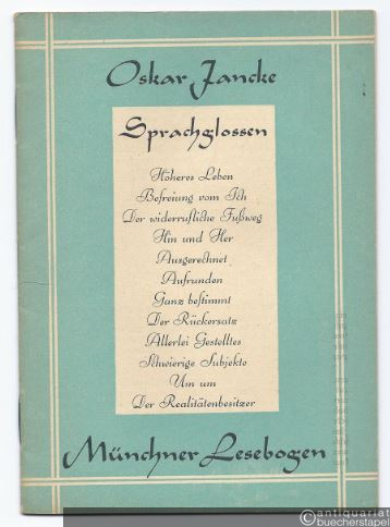  - Sprachglossen (= Münchner Lesebogen, Nr. 68).
