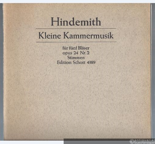  - Kleine Kammermusik für fünf Bläser opus 24 Nr. 2 (= Edition Schott, Nr. 4389). Stimmen.