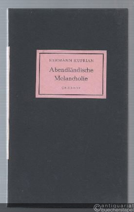  - Abendländische Melancholie. Gedichte (= Neue Dichtung aus Österreich Bd. 104).