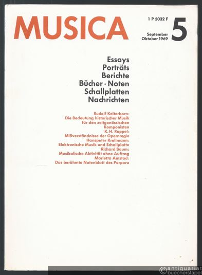  - Musica. September / Oktober 1969. Zweimonatsschrift für alle Gebiete des Musiklebens.